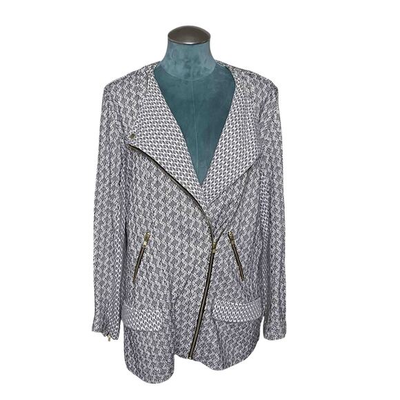 Lucky Lotus by Lucky Brand Gray Knit Moto Jacket 1X - Picture 6 of 15